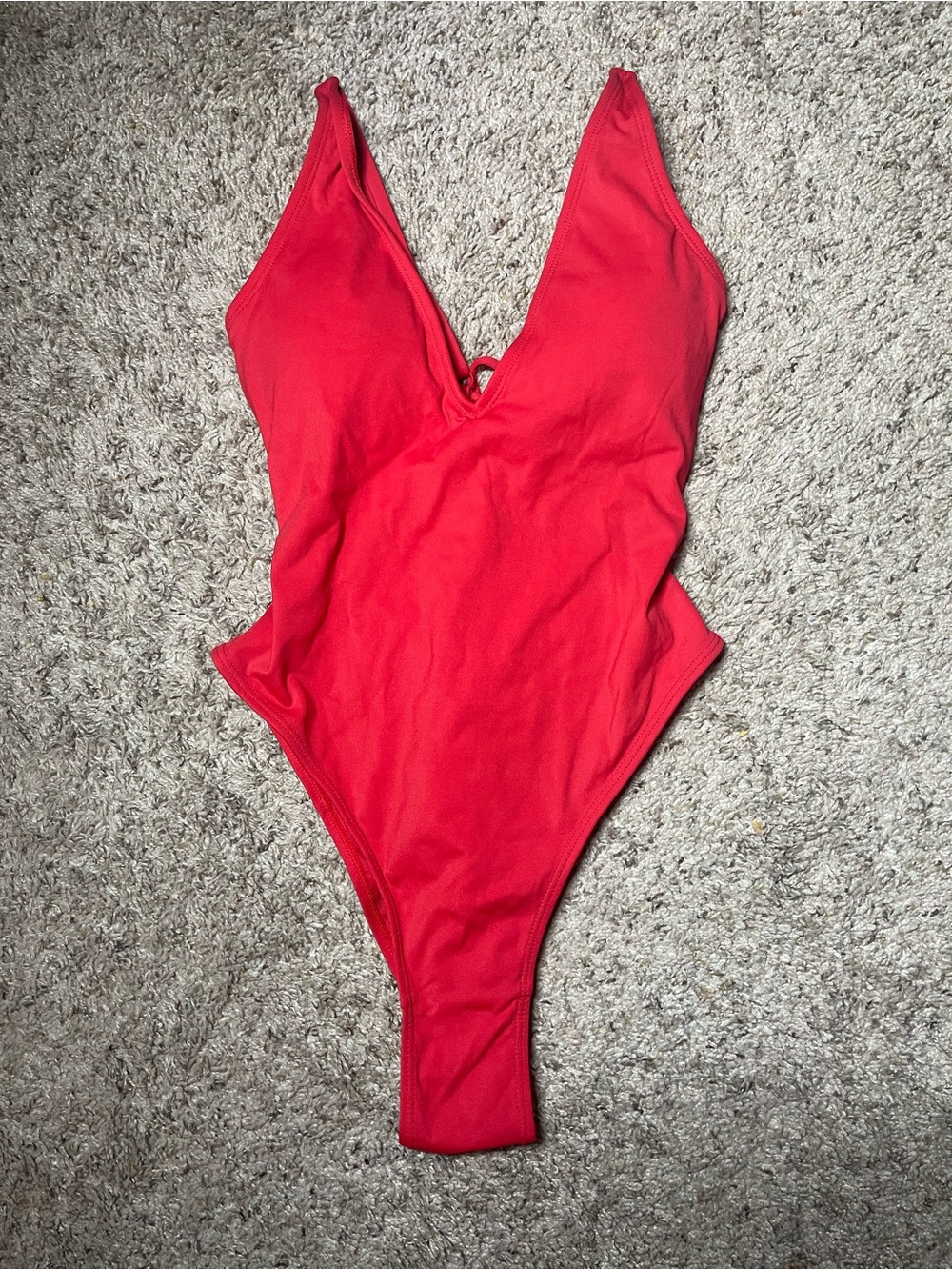 TA3 Hi Cut Plungey One Piece Swimsuit Red Size M Short NWT